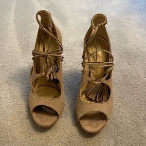 Schultz Tan Suede Lace Up Heels